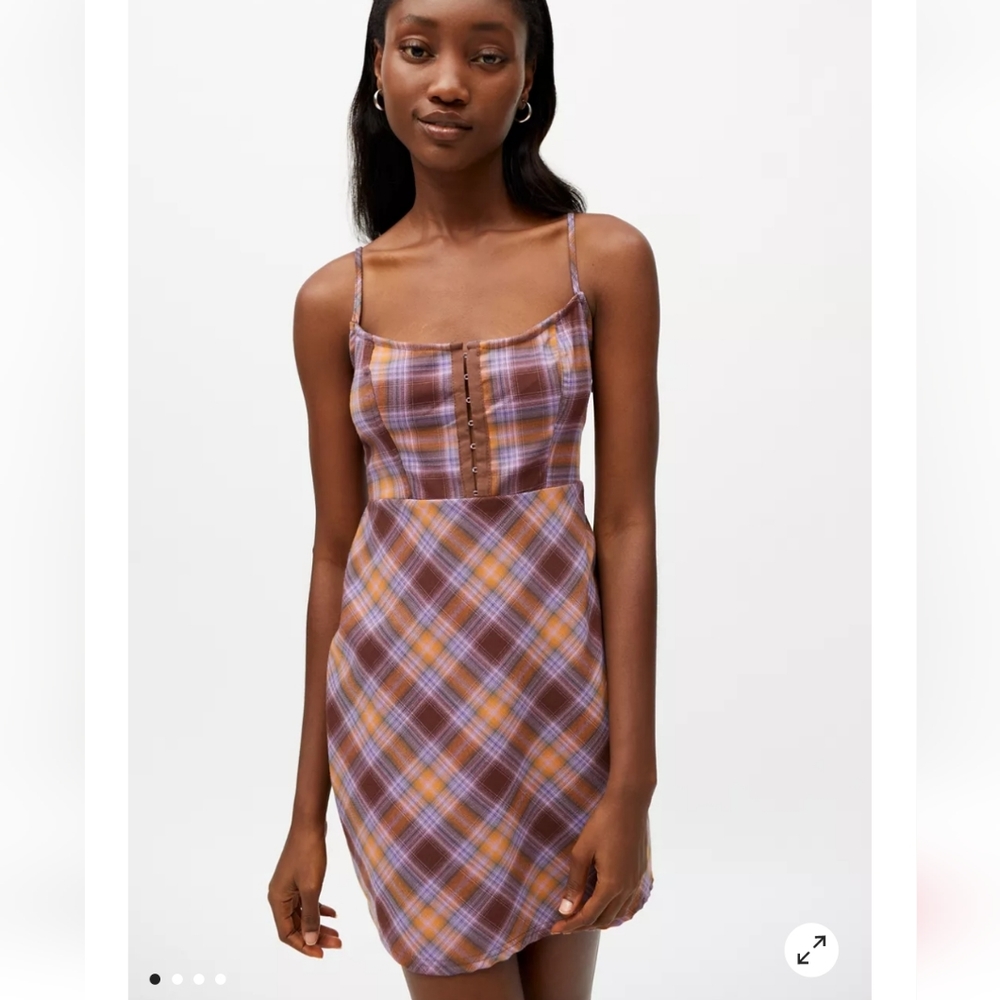 Urban Outfitters Keya Plaid Hook & Eye Mini Dress sz XS